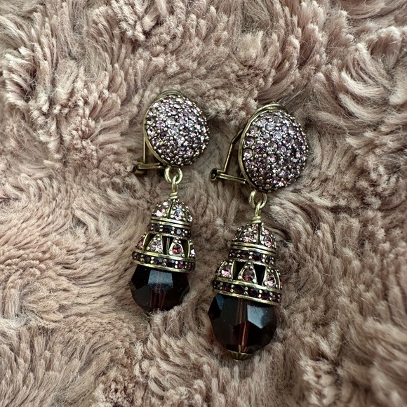 Heidi Daus Elegant Pink and Purple Gold Floral Necklace with Earrings - Picture 2 of 6